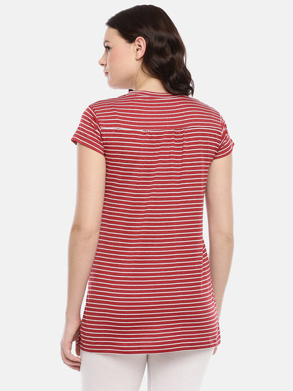 Womens Striped Maternity Tees - Red