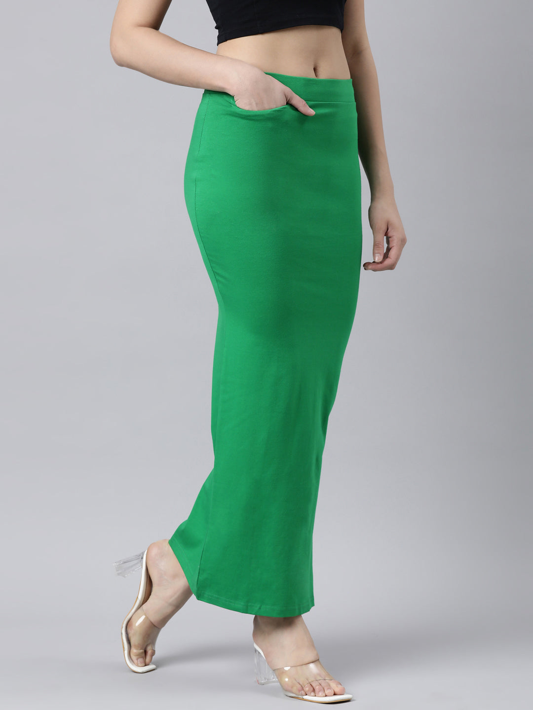 P.Green-Colored Stretchable Saree Shaper