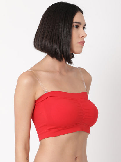 Womens Padded Tube Top - Red