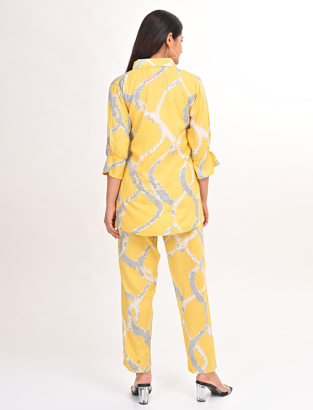 Womens Printed Co Ord Set - Yellow