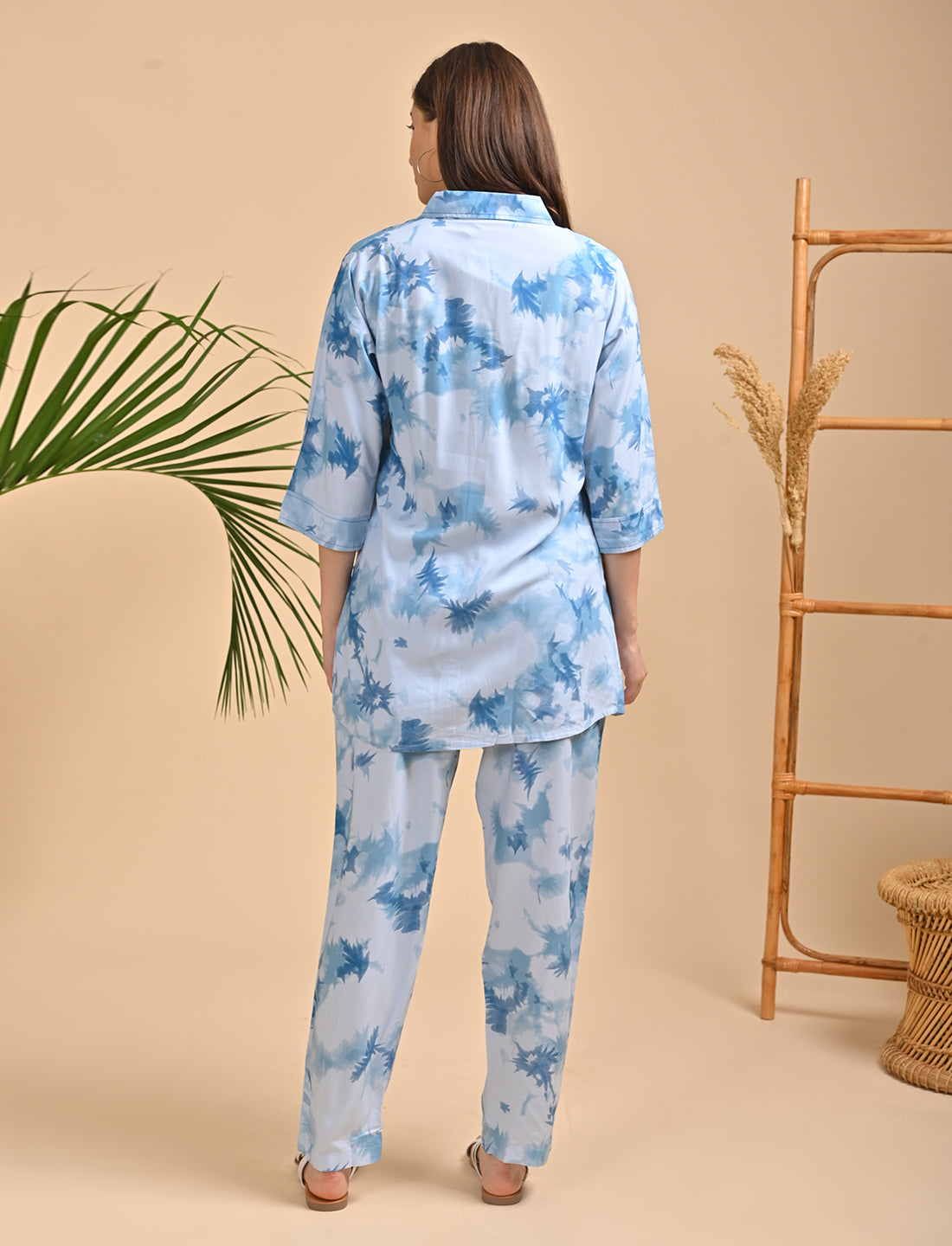 Womens Printed Co Ord Set - Blue