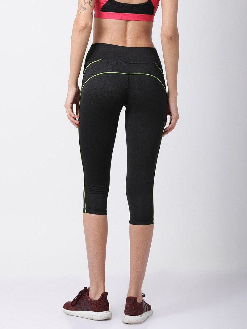 Black/Neon Flexi Fit Active Capri