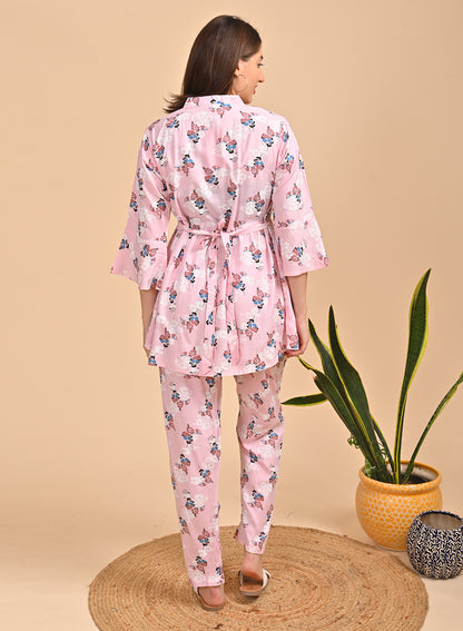 Womens Printed Co Ord Set - Pink