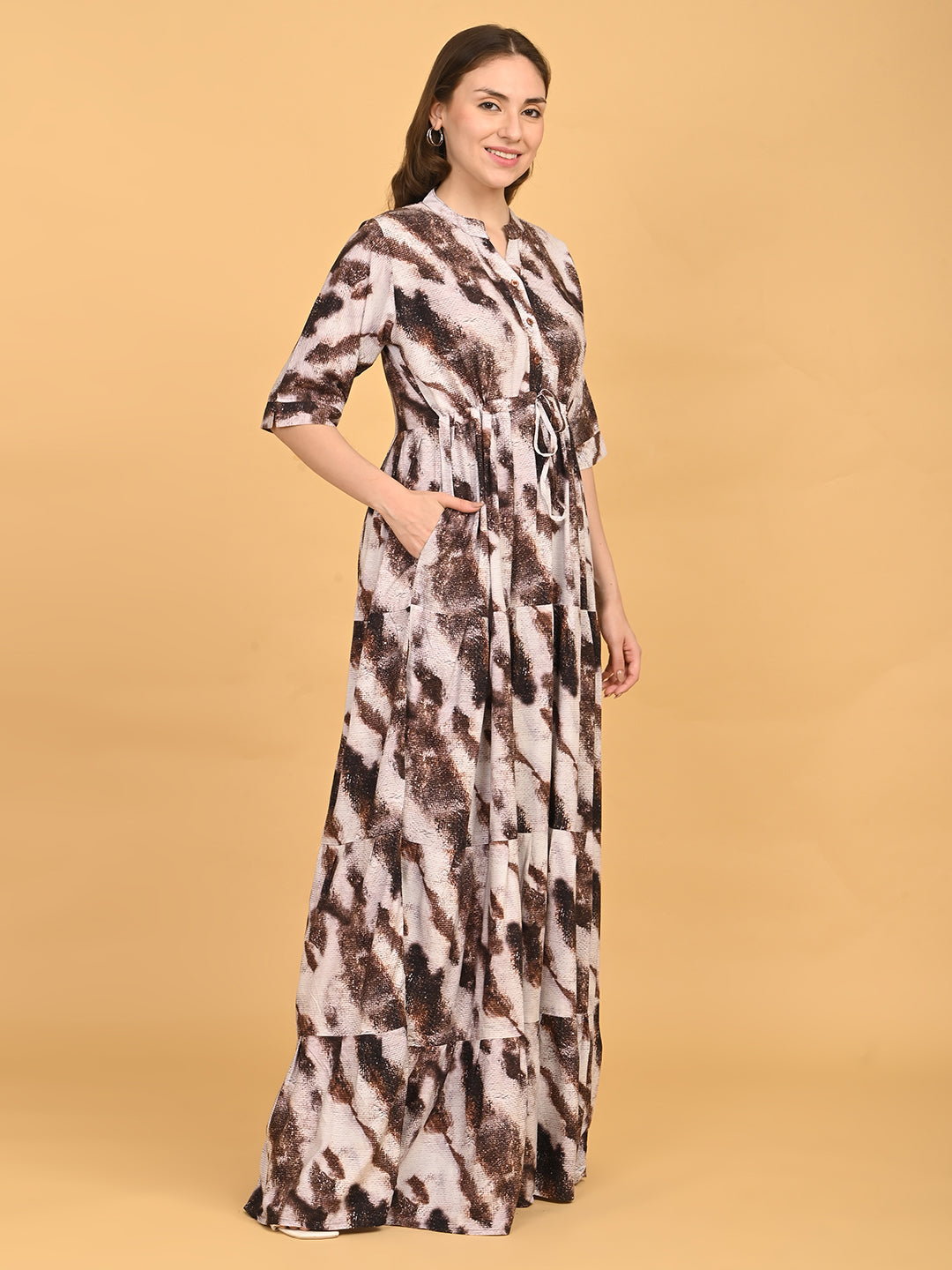 Coffee-Colored Premium Flare Gown