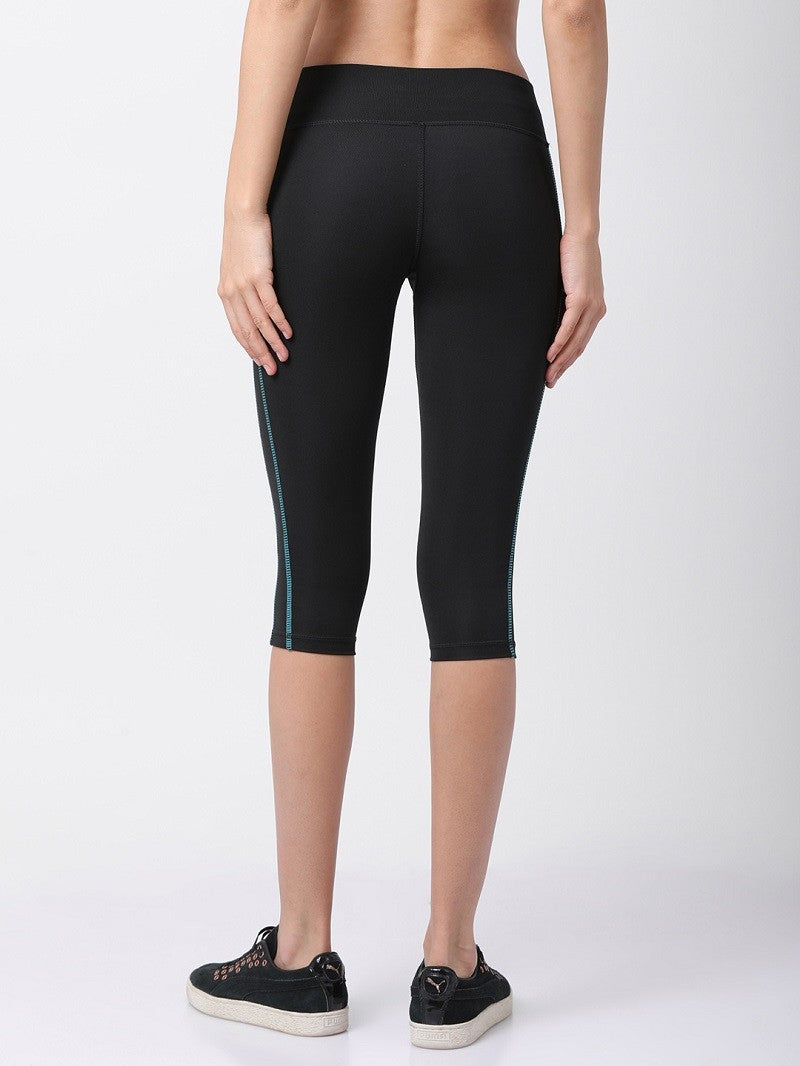 Black/Turquoise Flexi Fit Active Capri