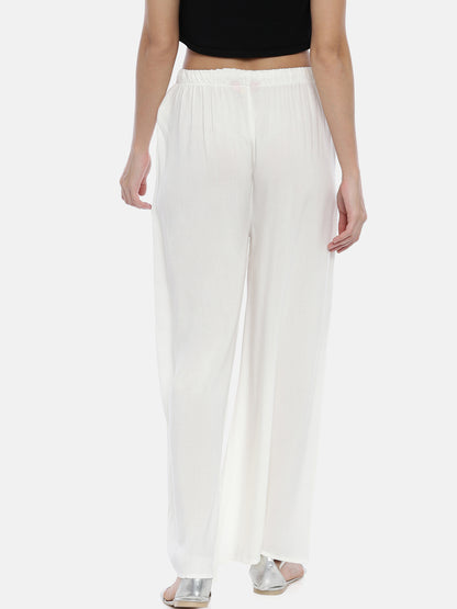 Mid Rise Straight Palazzo - White