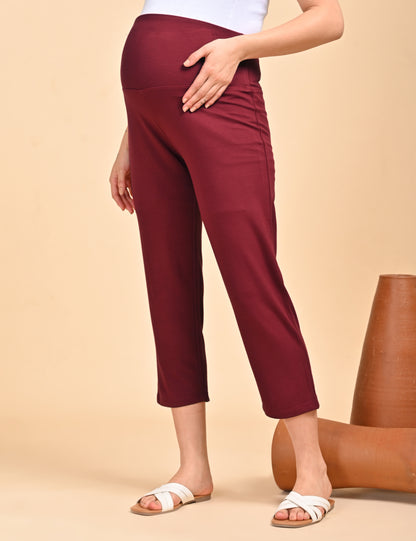 Womens Maternity Pant - Maroon