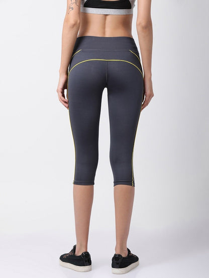 Grey/Yellow Flexi Fit Active Capri