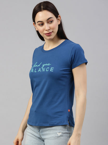 Womens Blue Lycra Fashion Tees