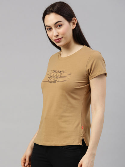 Womens Khaki Lycra Fashion Tees