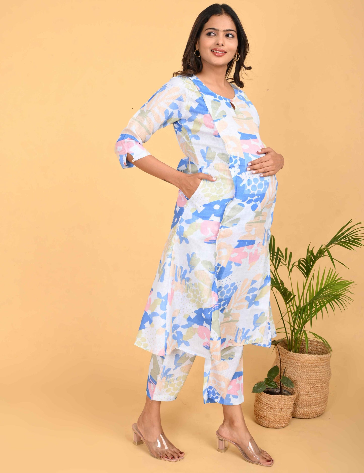 Womens Maternity Kurti Pant Set - Multi