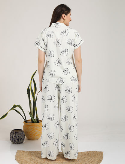 Womens Printed Co Ord Set - Lemon