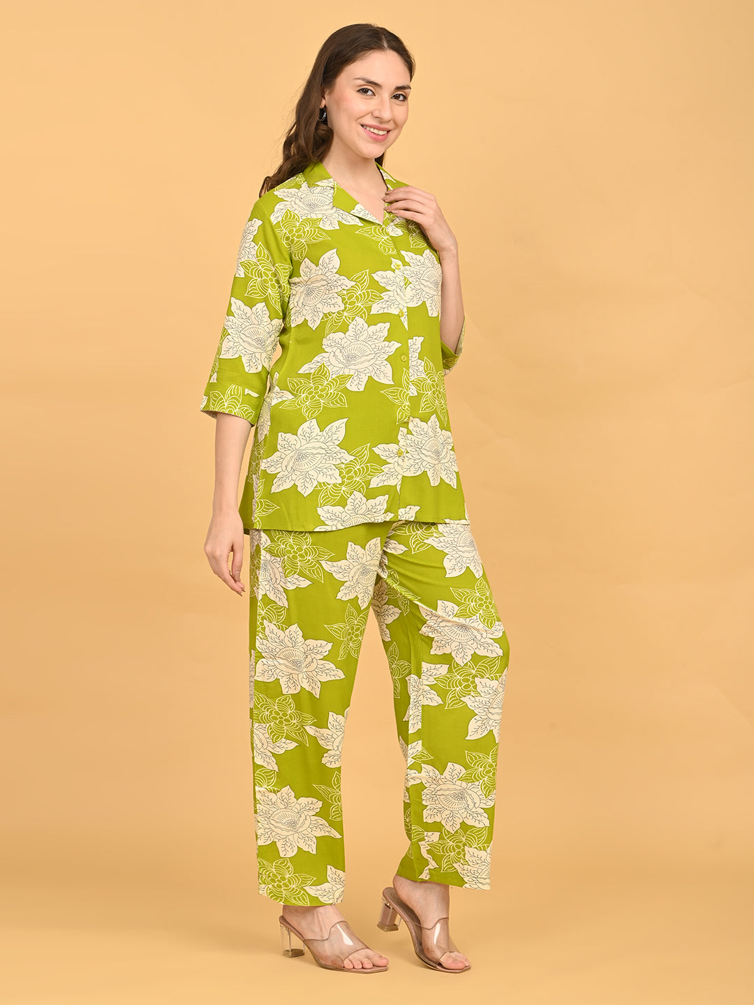 Mehandi-Colored Printed Co-Ord Set