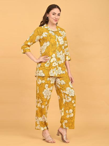 Mustard-Colored Printed Co-Ord Set