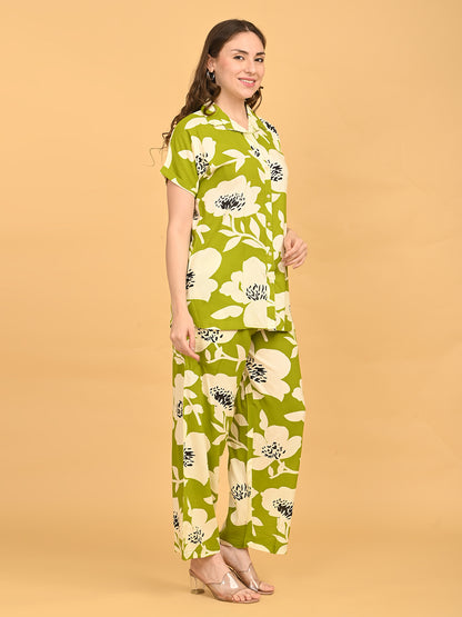 Mehandi-Colored Printed Co-Ord Set