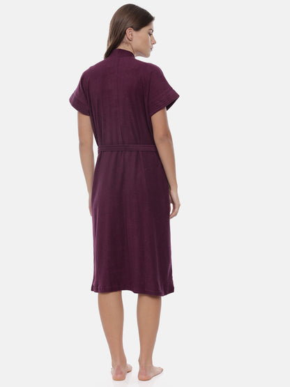 Womens Solid Bathrobe - Magenta