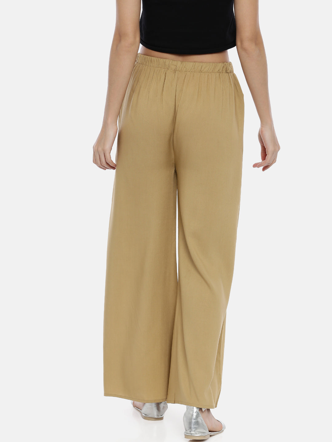 Mid Rise Straight Palazzo - Khaki