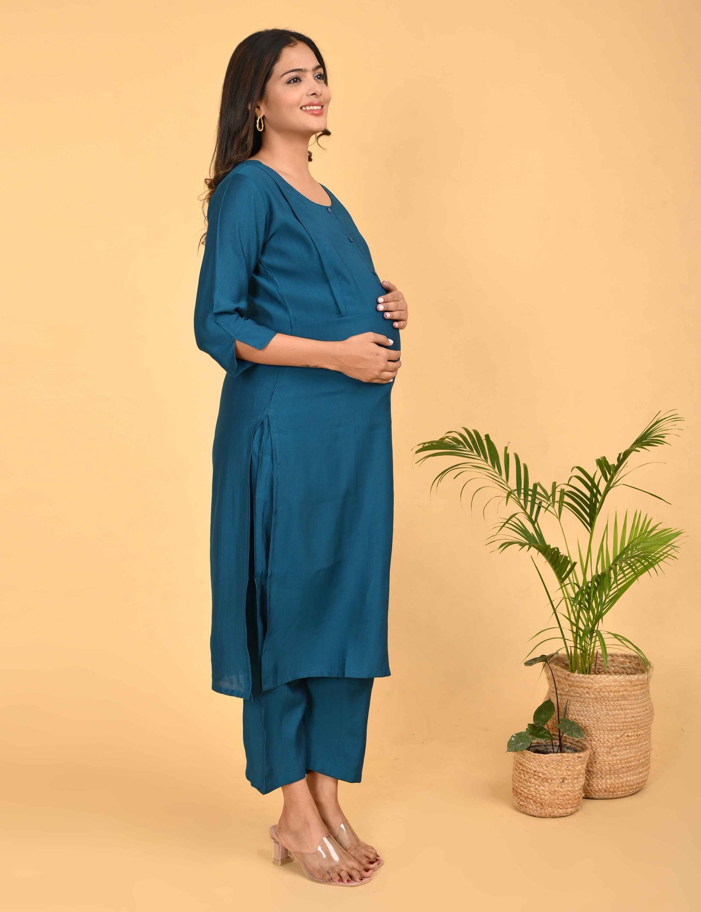 Womens Maternity Kurti Pant Set - Indigo