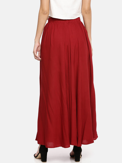 Womens Red Solid Skirt Palazzo