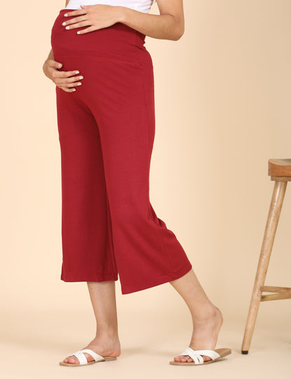 Womens Maternity Palazzo - Maroon