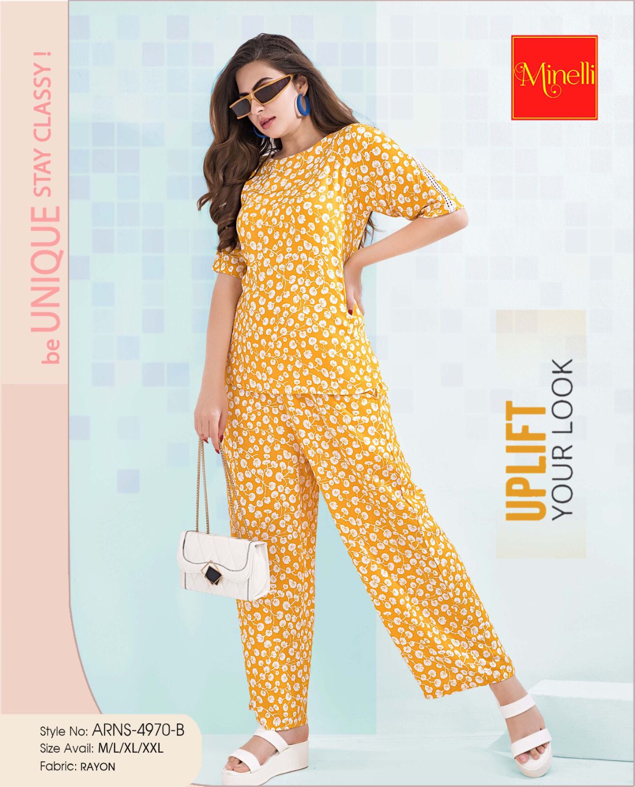 Womens Printed Co Ord Set - Yellow