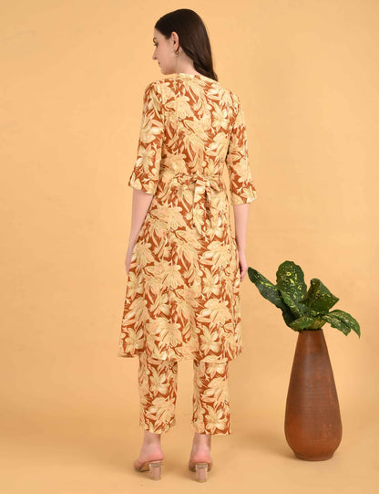 Womens Maternity Kurti Pant Set - Mustard