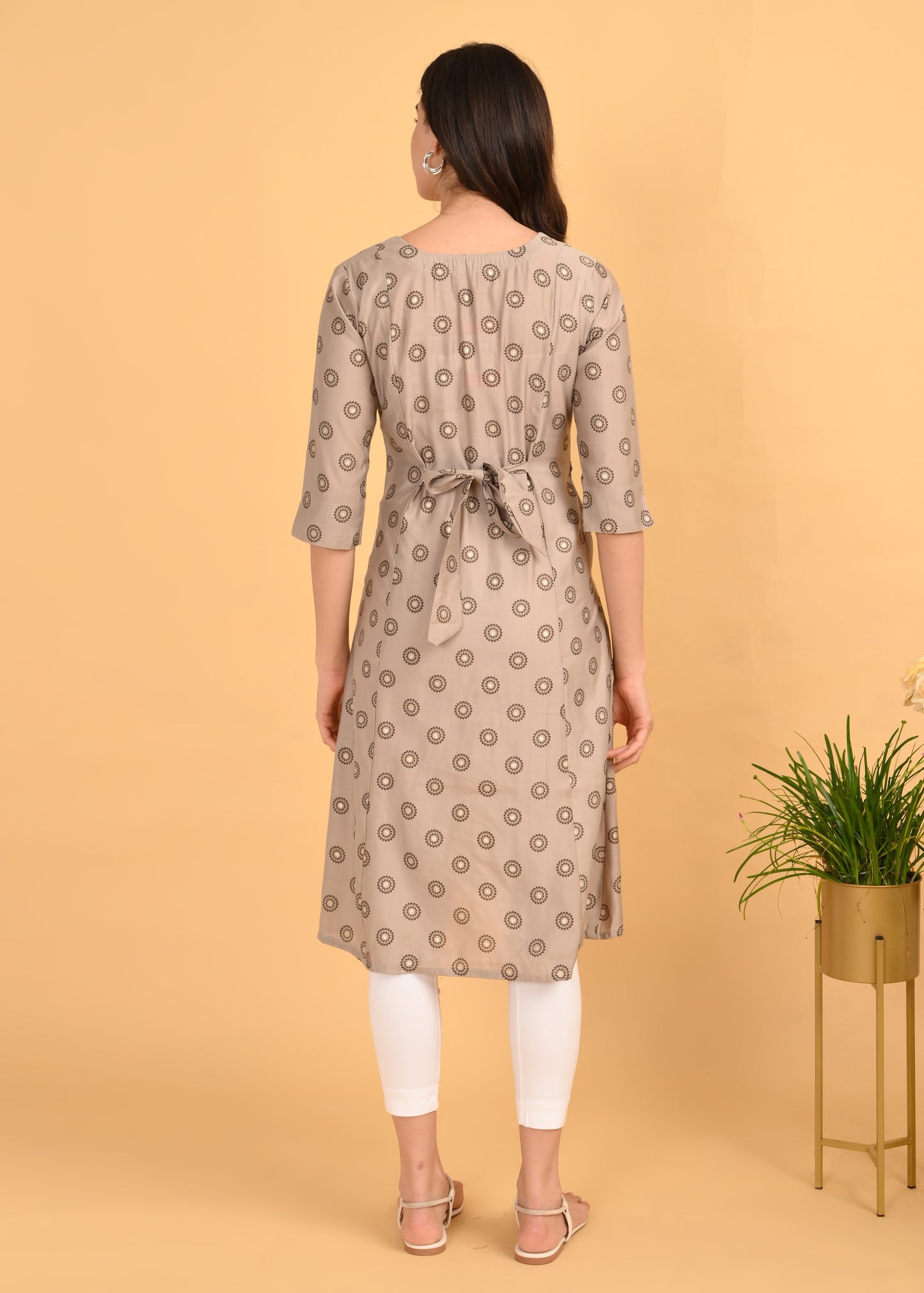 Pinkish Grey-Colored Maternity Kurta