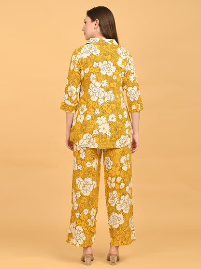 Mustard-Colored Printed Co-Ord Set