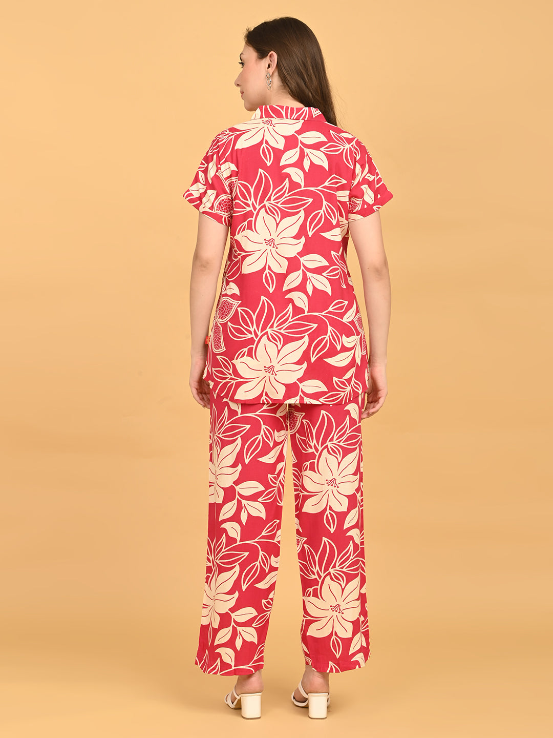 Fuchsia-Colored Printed Co-Ord Set