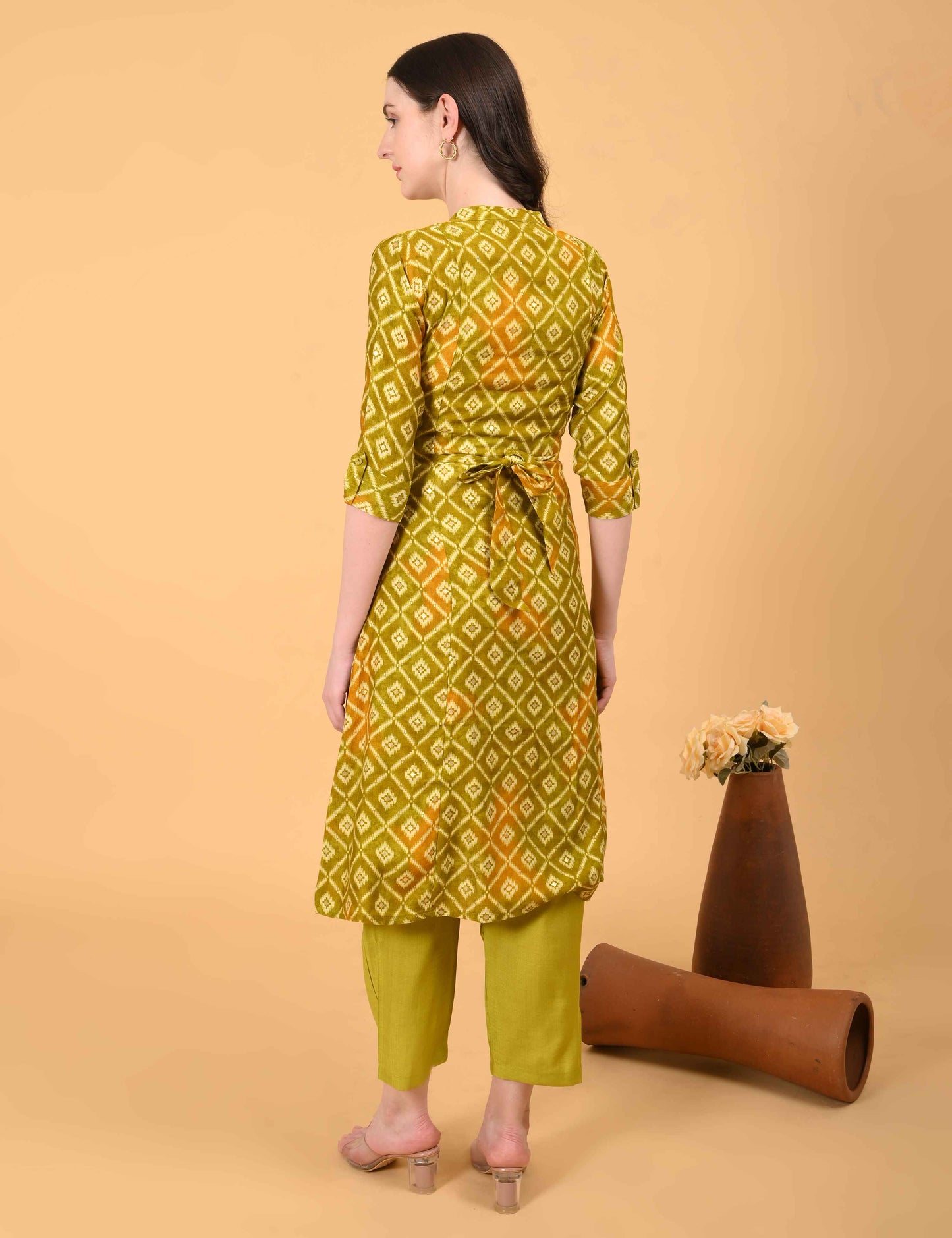 Womens Maternity Kurti Pant Set - Mehndi