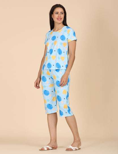 Womens Printed Travel Wear - Aqua