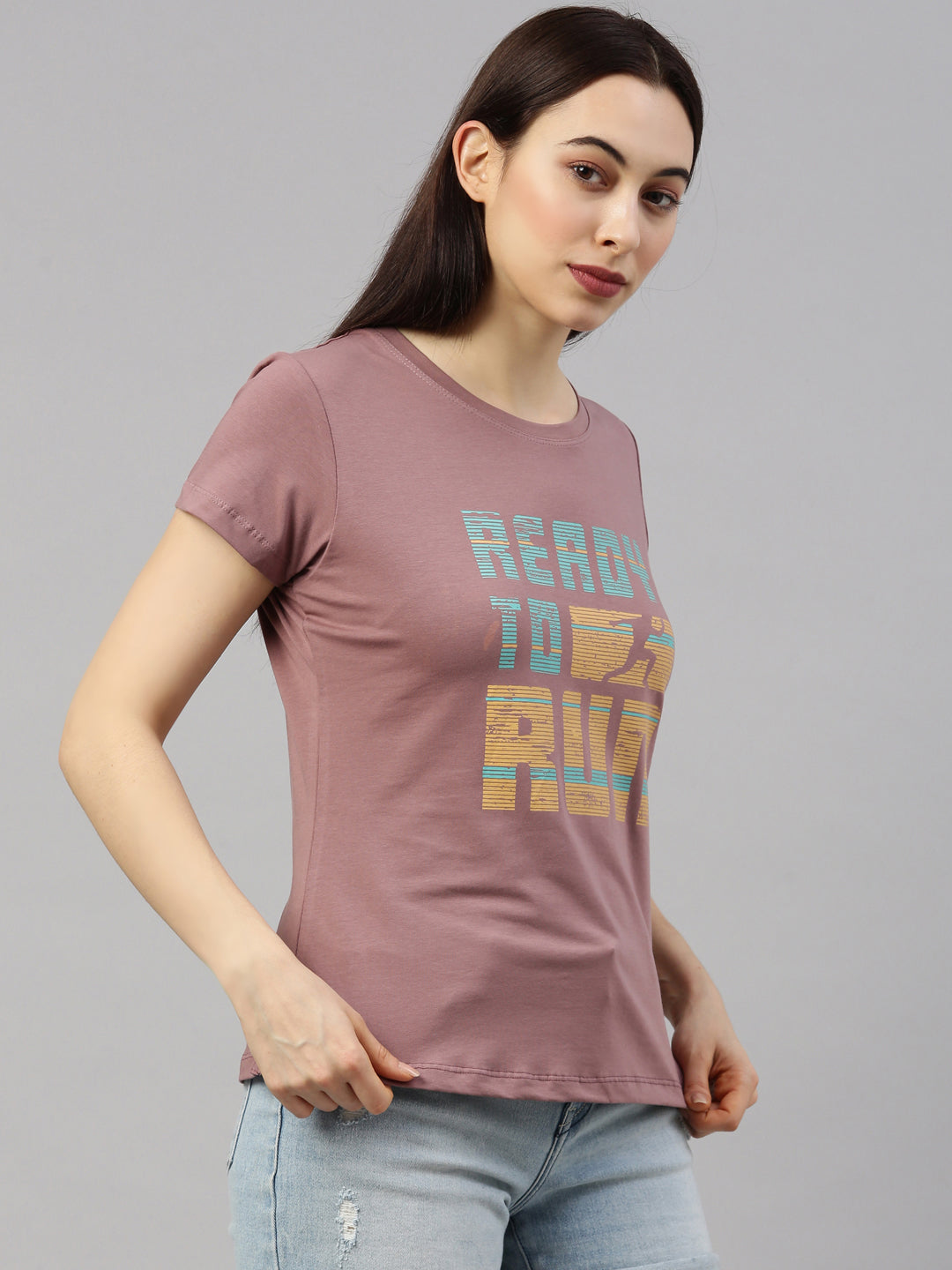 Womens Brown Lycra Fashion Tees