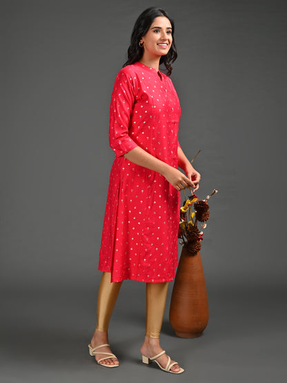 Womens D.Fuchsia-Colored A-Line Kurta