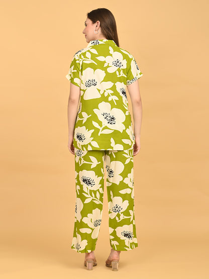 Mehandi-Colored Printed Co-Ord Set
