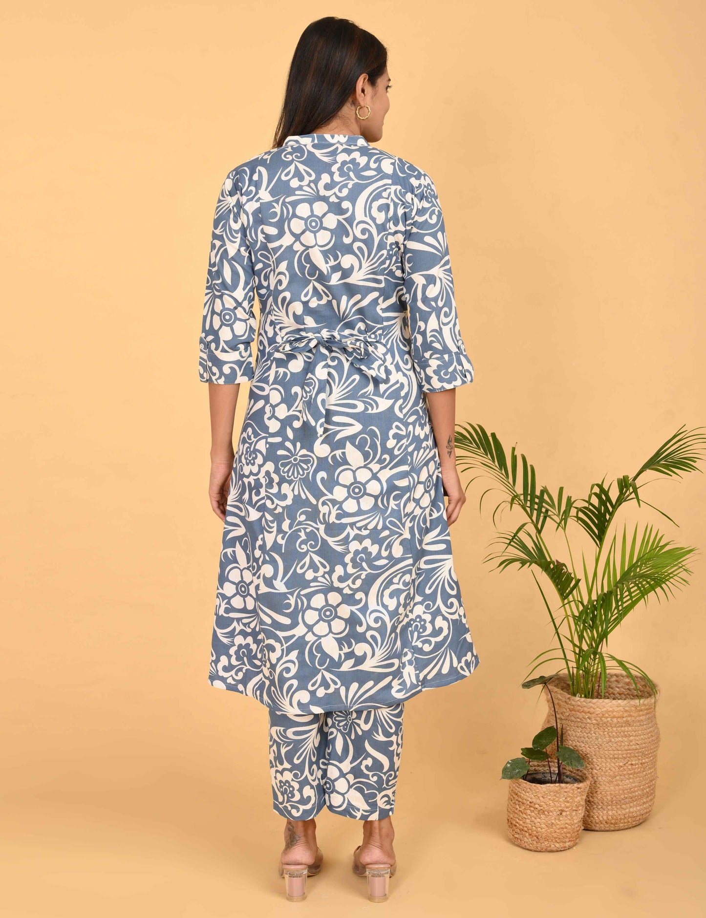 Womens Maternity Kurti Pant Set - Grey