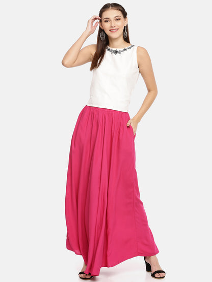 Womens Fuchsia Solid Skirt Palazzo