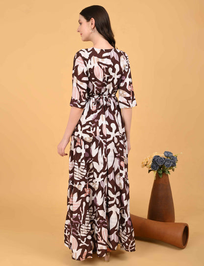Womens Coffee-Colored Premium Flare Gown