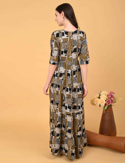 Womens Khaki-Colored Premium Flare Gown