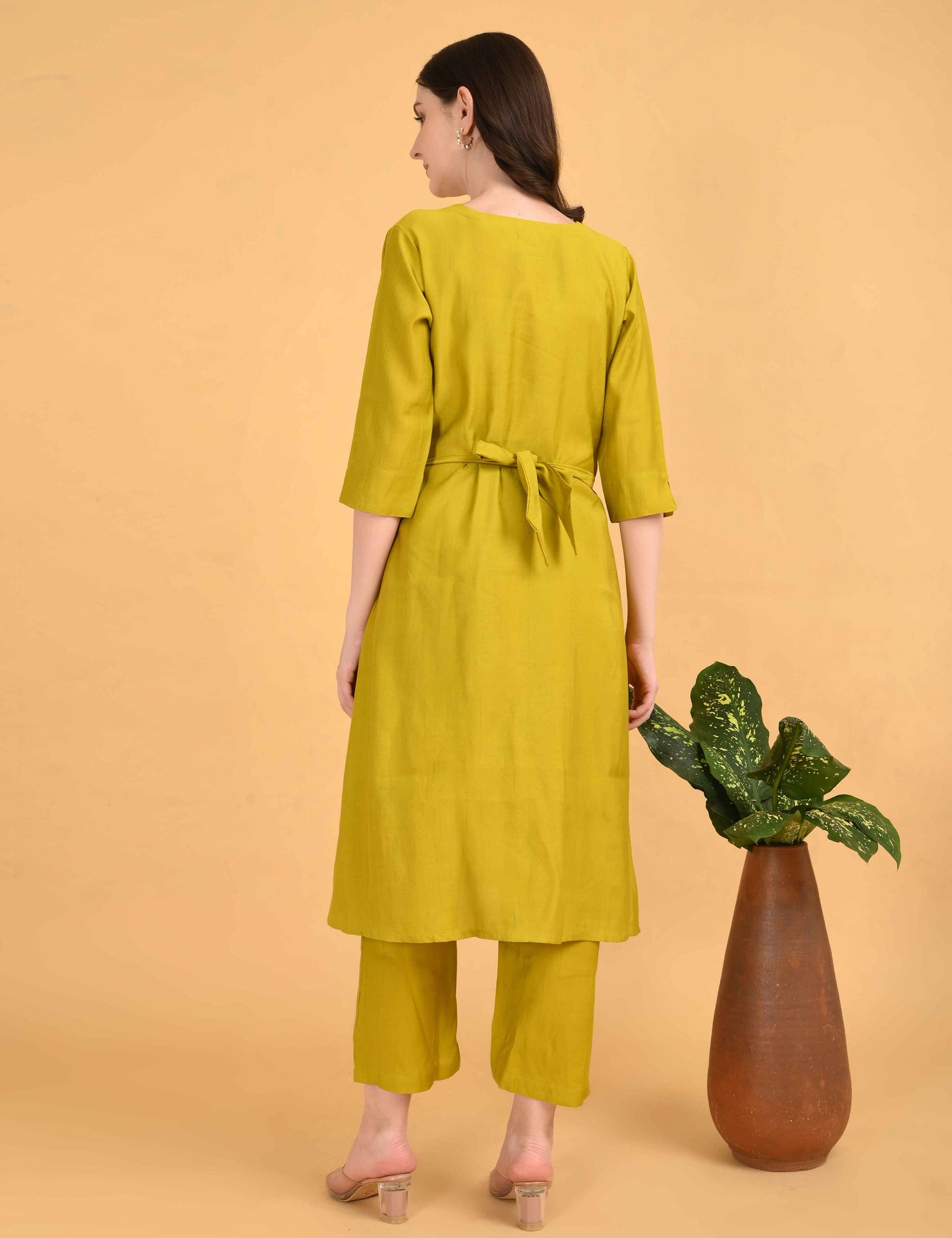 Womens Maternity Kurti Pant Set - Mehndi