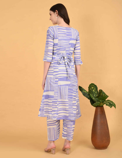 Womens Maternity Kurti Pant Set - Lavender