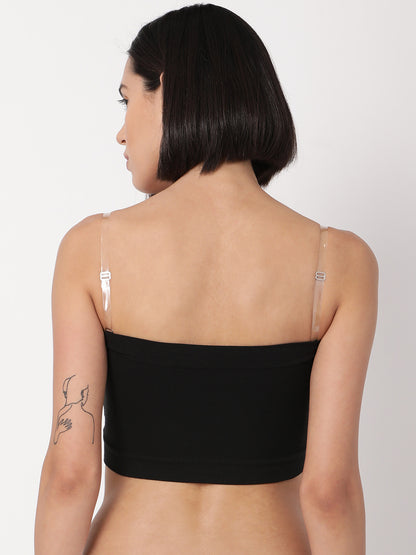 Womens Padded Tube Top - Black