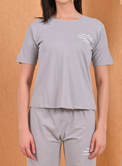 Womens Printed Travel Wear - Grey