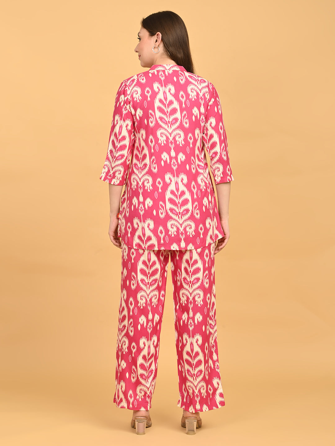 Fuchsia-Colored Printed Co-Ord Set