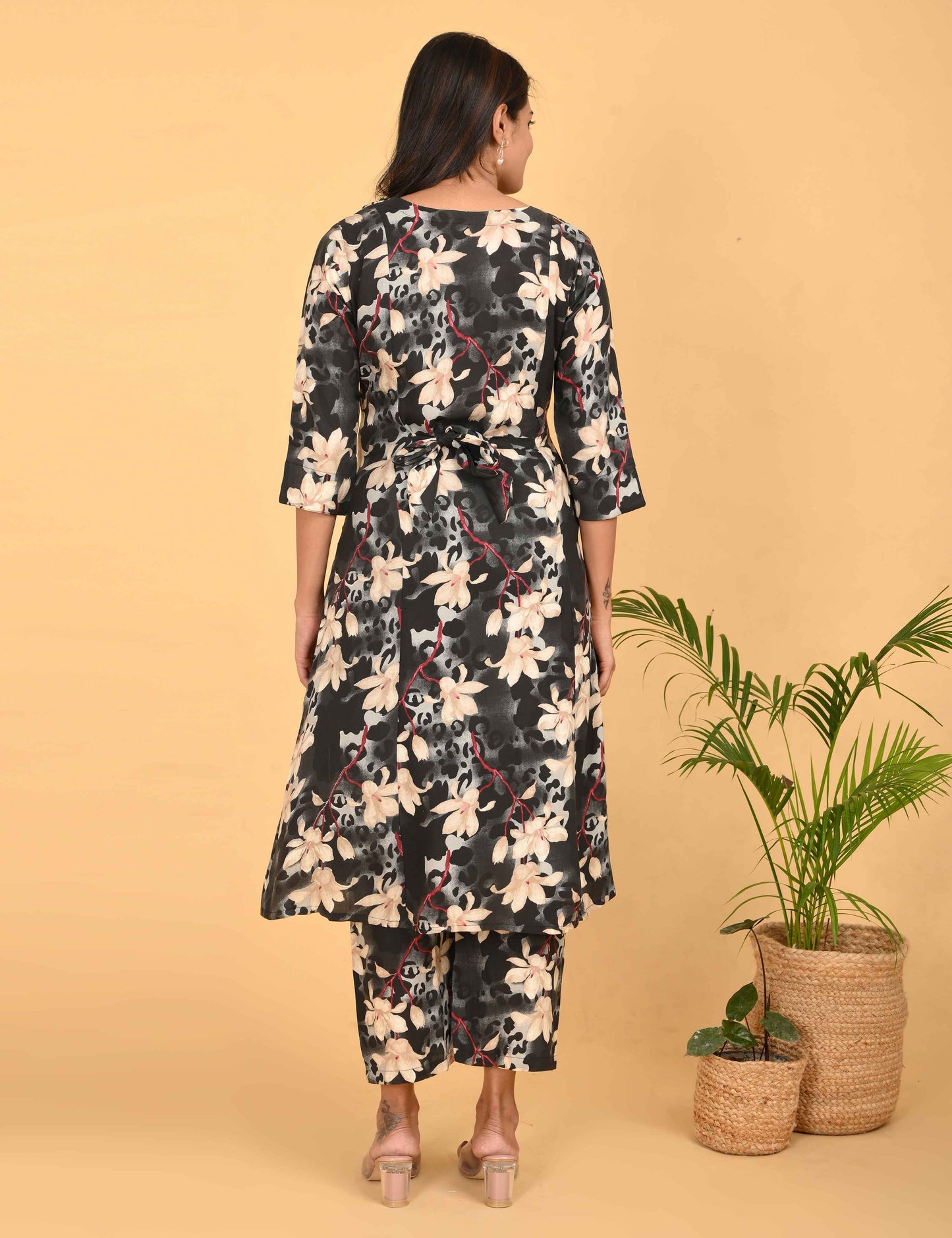 Womens Maternity Kurti Pant Set - Charcoal
