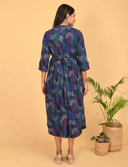 Multi-Colored Maternity 3/4th Gown