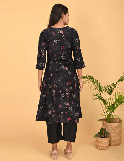 Womens Maternity Kurti Pant Set - Black