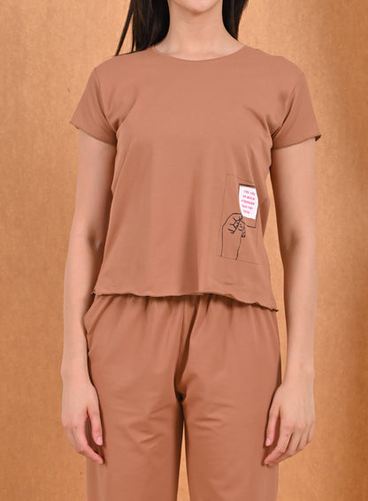 Womens Printed Travel Wear - Brown