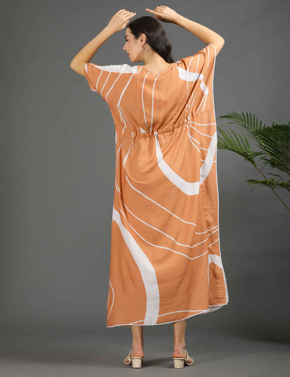 Peach-Colored Maternity Kaftan Long Gown