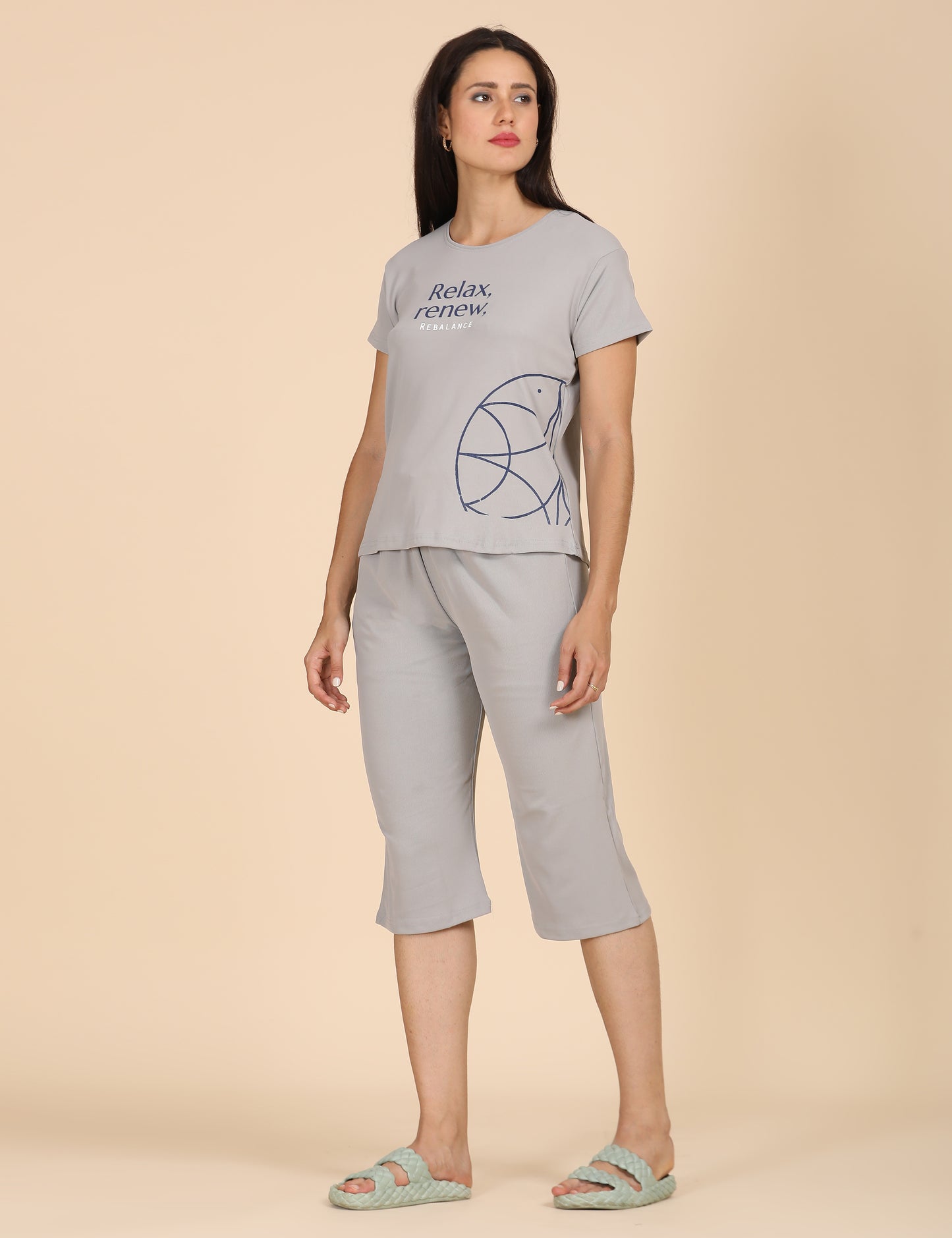 Womens Printed Travel Wear - Grey