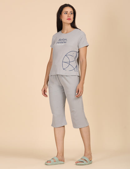 Womens Printed Travel Wear - Grey